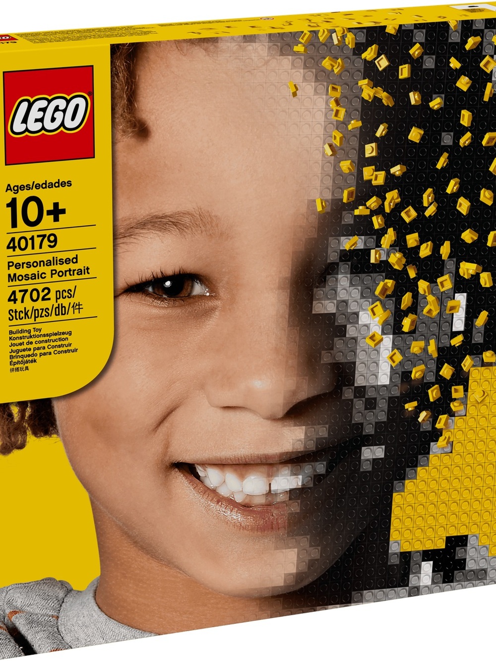 Lego Personalized Mosaic Portrait Kit - Yellow, Black, White, Gray, Brown
